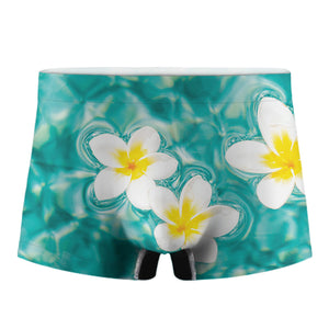 White And Yellow Plumeria In Water Print Men's Boxer Briefs