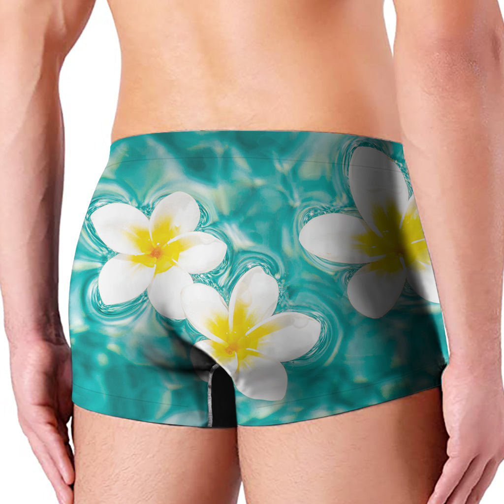 White And Yellow Plumeria In Water Print Men's Boxer Briefs