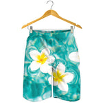 White And Yellow Plumeria In Water Print Men's Shorts