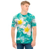 White And Yellow Plumeria In Water Print Men's T-Shirt