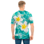 White And Yellow Plumeria In Water Print Men's T-Shirt