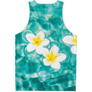 White And Yellow Plumeria In Water Print Men's Tank Top