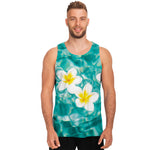 White And Yellow Plumeria In Water Print Men's Tank Top