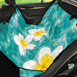 White And Yellow Plumeria In Water Print Pet Car Back Seat Cover