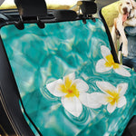 White And Yellow Plumeria In Water Print Pet Car Back Seat Cover