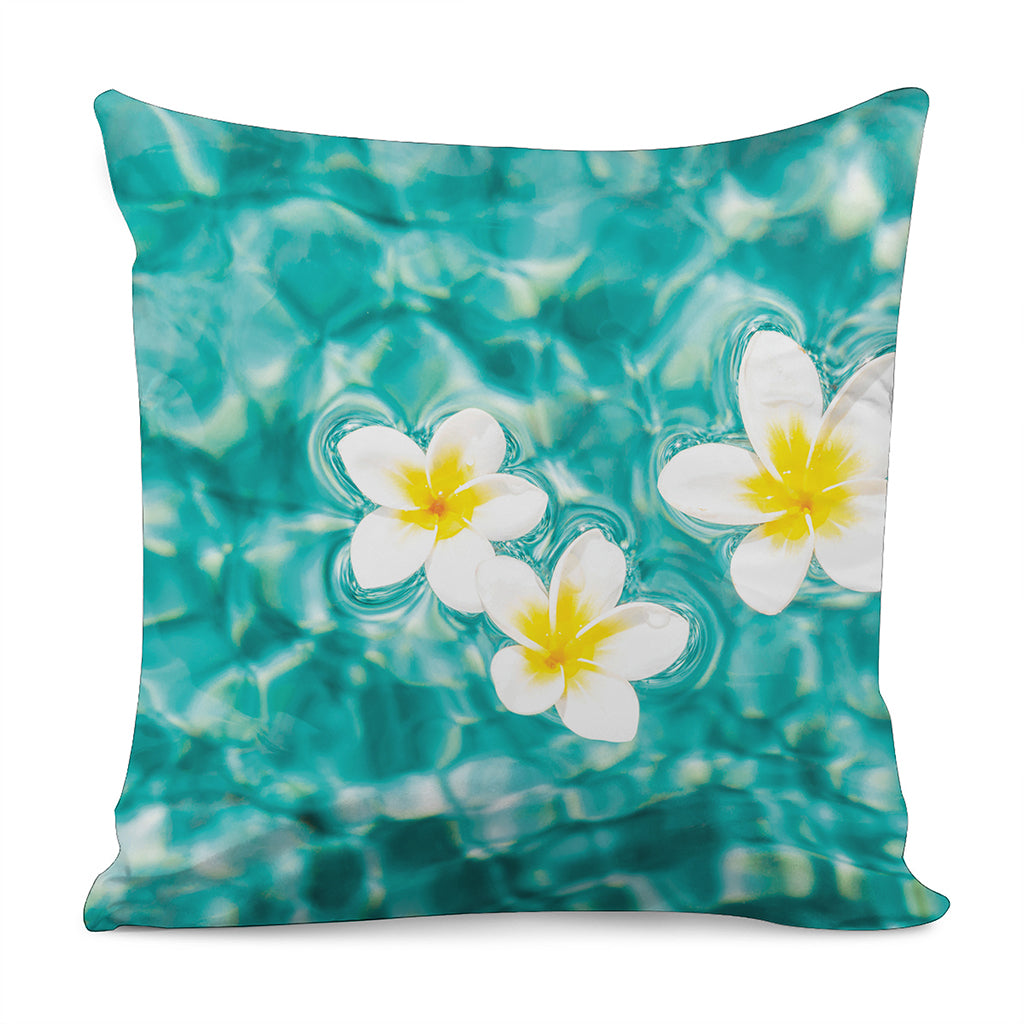 White And Yellow Plumeria In Water Print Pillow Cover