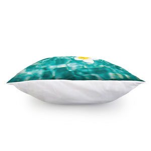 White And Yellow Plumeria In Water Print Pillow Cover