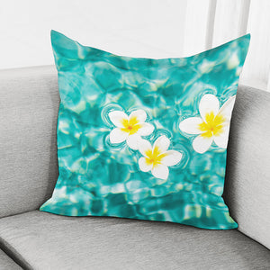 White And Yellow Plumeria In Water Print Pillow Cover