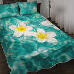 White And Yellow Plumeria In Water Print Quilt Bed Set