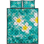White And Yellow Plumeria In Water Print Quilt Bed Set