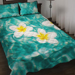 White And Yellow Plumeria In Water Print Quilt Bed Set