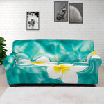 White And Yellow Plumeria In Water Print Sofa Cover