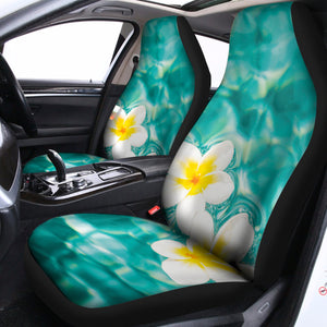 White And Yellow Plumeria In Water Print Universal Fit Car Seat Covers