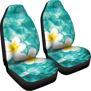 White And Yellow Plumeria In Water Print Universal Fit Car Seat Covers