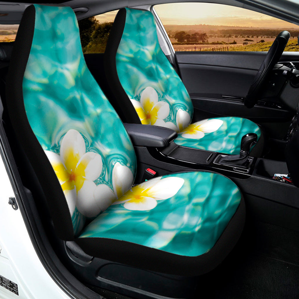 White And Yellow Plumeria In Water Print Universal Fit Car Seat Covers