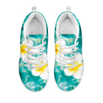 White And Yellow Plumeria In Water Print White Sneakers