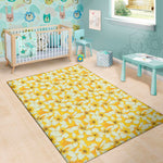 White And Yellow Plumeria Pattern Print Area Rug