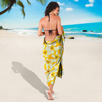 White And Yellow Plumeria Pattern Print Beach Sarong Wrap