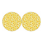White And Yellow Plumeria Pattern Print Car Coasters