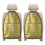 White And Yellow Plumeria Pattern Print Car Seat Organizers
