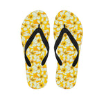 White And Yellow Plumeria Pattern Print Flip Flops