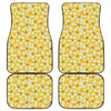 White And Yellow Plumeria Pattern Print Front and Back Car Floor Mats