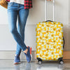 White And Yellow Plumeria Pattern Print Luggage Cover