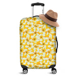 White And Yellow Plumeria Pattern Print Luggage Cover