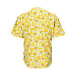 White And Yellow Plumeria Pattern Print Men's Baseball Jersey