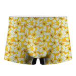 White And Yellow Plumeria Pattern Print Men's Boxer Briefs