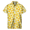 White And Yellow Plumeria Pattern Print Men's Short Sleeve Shirt