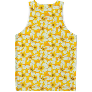 White And Yellow Plumeria Pattern Print Men's Tank Top