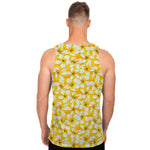 White And Yellow Plumeria Pattern Print Men's Tank Top