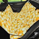 White And Yellow Plumeria Pattern Print Pet Car Back Seat Cover