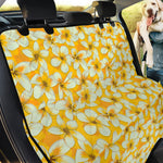 White And Yellow Plumeria Pattern Print Pet Car Back Seat Cover