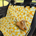 White And Yellow Plumeria Pattern Print Pet Car Back Seat Cover