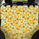 White And Yellow Plumeria Pattern Print Pet Car Back Seat Cover