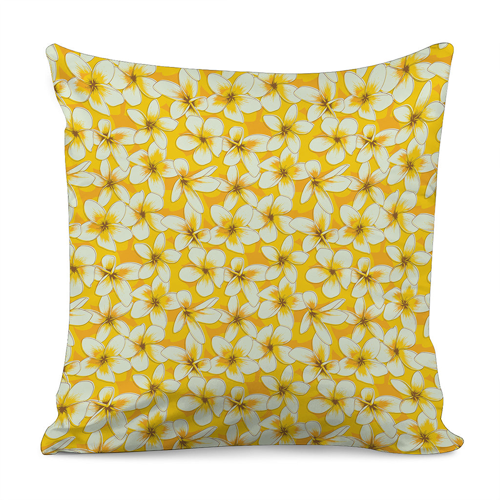 White And Yellow Plumeria Pattern Print Pillow Cover