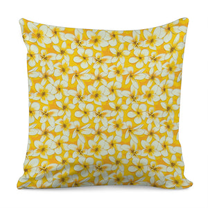 White And Yellow Plumeria Pattern Print Pillow Cover