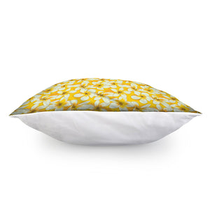 White And Yellow Plumeria Pattern Print Pillow Cover