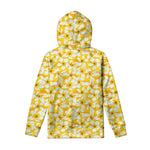 White And Yellow Plumeria Pattern Print Pullover Hoodie