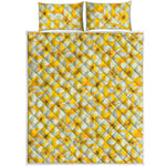 White And Yellow Plumeria Pattern Print Quilt Bed Set