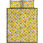 White And Yellow Plumeria Pattern Print Quilt Bed Set