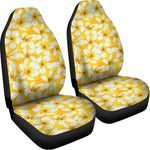 White And Yellow Plumeria Pattern Print Universal Fit Car Seat Covers