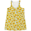 White And Yellow Plumeria Pattern Print Women's Racerback Tank Top
