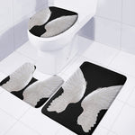 White Angel Wings Print 3 Piece Bath Mat Set