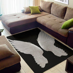 White Angel Wings Print Area Rug