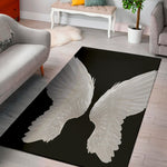 White Angel Wings Print Area Rug