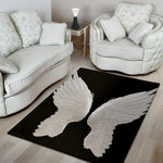 White Angel Wings Print Area Rug
