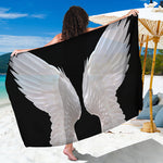White Angel Wings Print Beach Sarong Wrap